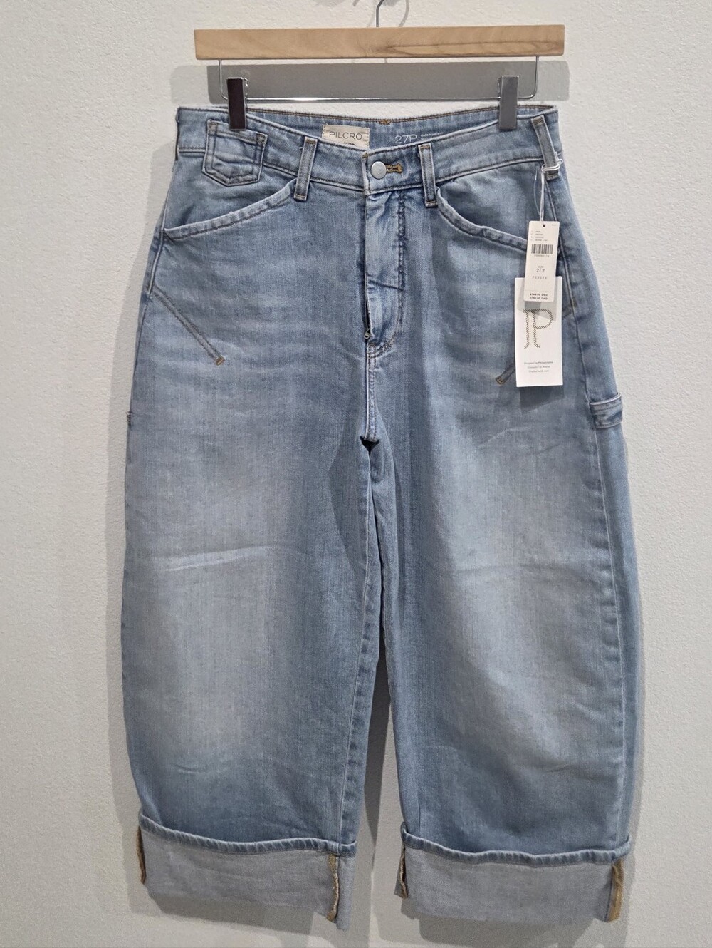 NWT Kayden High Rise Carpenter Barrel Jeans by Pilcro Baby Blue Bell Wash 27P